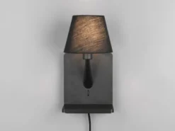 Wandleuchte COMFORT mit Stecker, Schalter & Ladefunktion Schwarz, Höhe 31cm