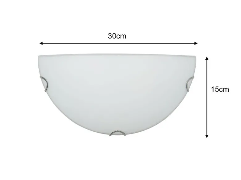Wandleuchte LANA halbrund Glas Weiß, Breite 30cm