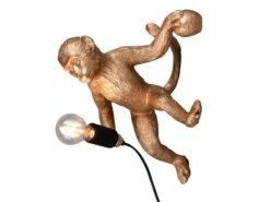 Wandleuchte LOUY mit Stecker und Schalter Affenlampe Gold, Höhe 36,5cm