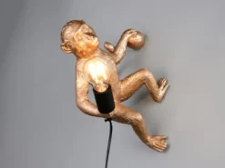 Wandleuchte LOUY mit Stecker und Schalter Affenlampe Gold, Höhe 36,5cm