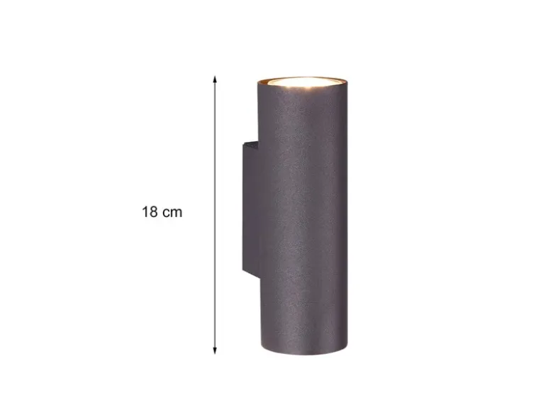 Wandleuchte MARLEY Up and Down Metall Schwarz, Höhe 18cm