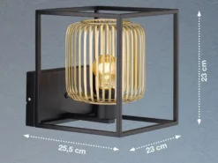 Wandleuchte mit Lamellen Lampenschirm Gold, Quadrat 23cm