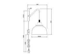 Wandleuchte PUNCH mit Schalter & Stecker, Metall Schwarz Gold Höhe 30cm