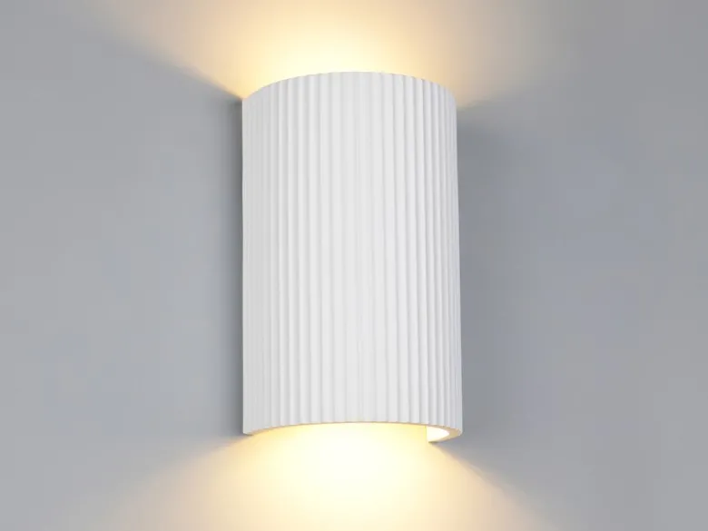 Wandleuchte RAPOSA halbrund aus Gips mit Up and Down Lichteffekt, Höhe 22cm