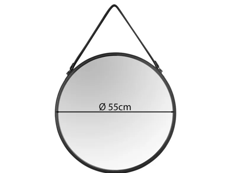 Wandpiegel CORNELIA rund Metallrahmen Schwarz zum Aufhängen Ø 55cm