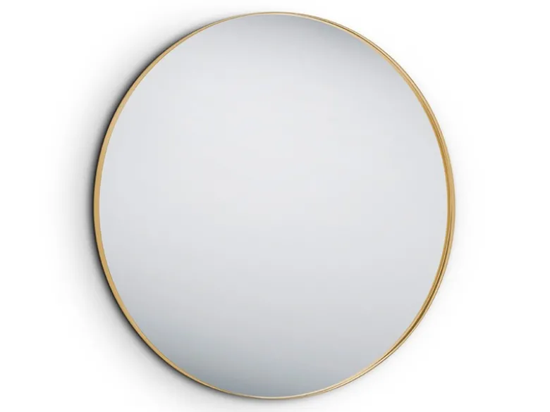 Wandspiegel BRITNEY mit Rahmen goldfarbig - großer Metallspiegel Ø80cm