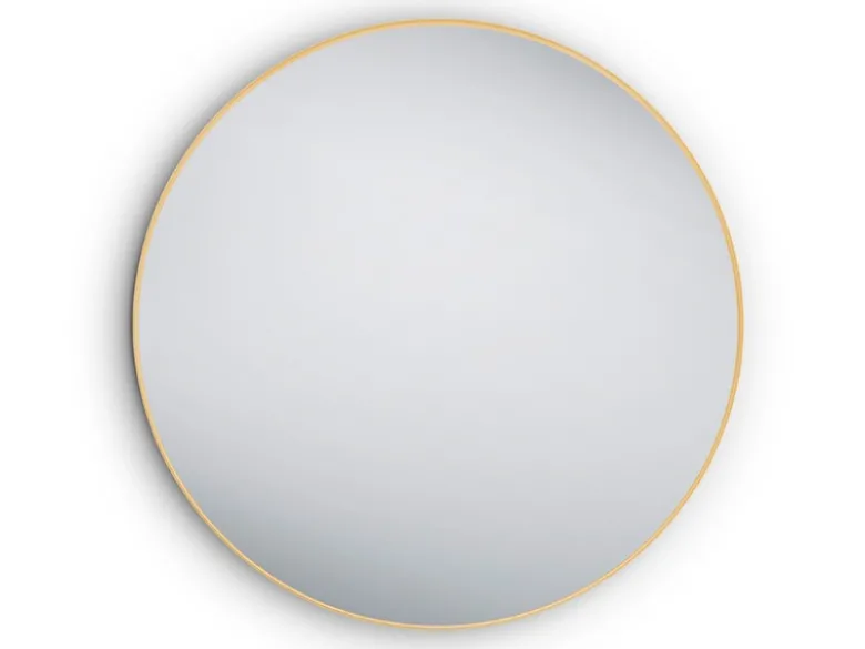Wandspiegel BRITNEY mit Rahmen goldfarbig - großer Metallspiegel Ø80cm