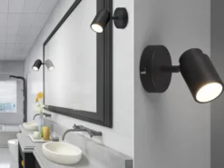 Wandstrahler Badezimmerlampe Schwarz, Tiefe 15,5cm inkl. GU10 LED