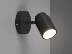 Wandstrahler Badezimmerlampe ANGELO Schwarz, Höhe 15,5cm