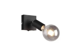 Wandstrahler Spot VANNES 1 Flammig mit Schalter, Schwarz 9x11cm