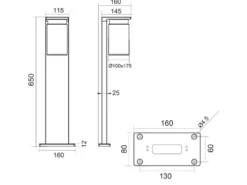 Wegeleuchte ARDILA aus Aluminium Holzoptik mit E27 Glasschirm, Höhe 65cm
