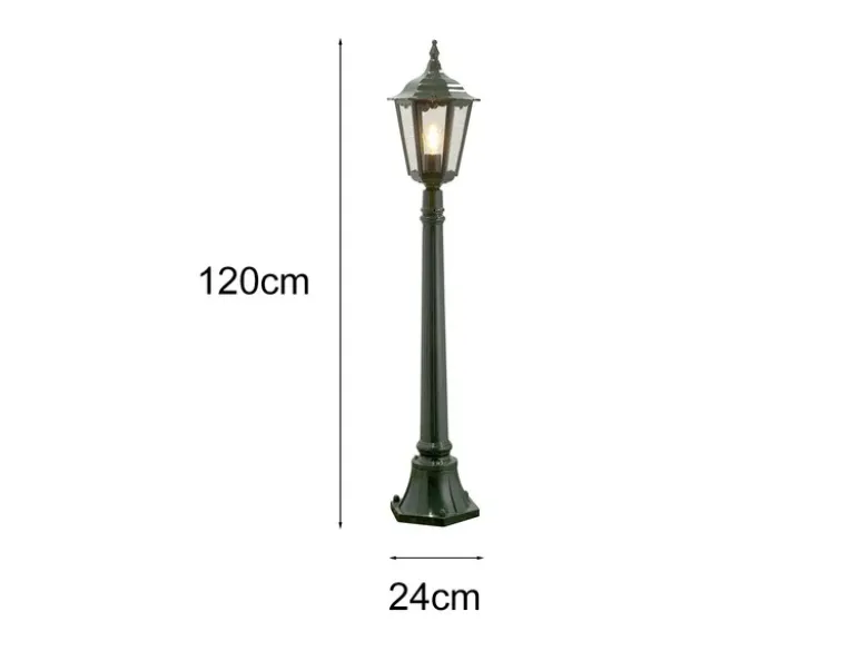 Wegeleuchte aus Aluminium Grün, antike E27 Gartenlaterne, Höhe 120cm