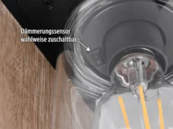 Wegeleuchte aus Aluminium Holzoptik mit E27 LED & Glasschirm, Höhe 100cm