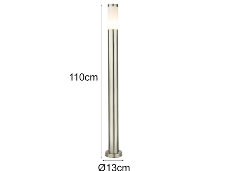 Wegeleuchte BOSTON aus Edelstahl in Silber, Höhe 110cm