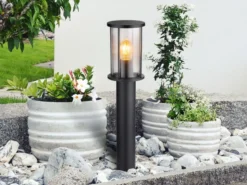 Wegeleuchte GRACEY Gartenlaterne aus Edelstahl mit Rauchglas, Höhe 60cm