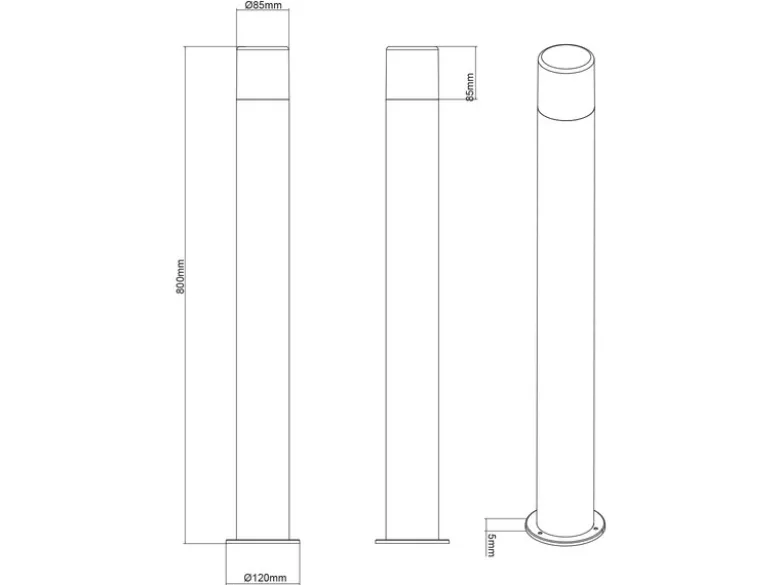 Wegeleuchte HOOSIC aus Aluminium in Anthrazit E27, Höhe 80cm