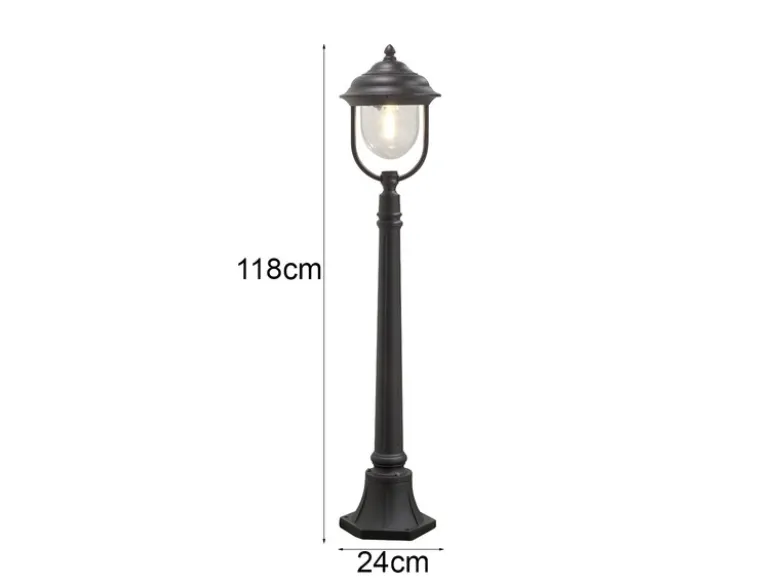 Wegeleuchte PARMA Gartenlaterne im Landhausstil, Schwarz Höhe 118cm