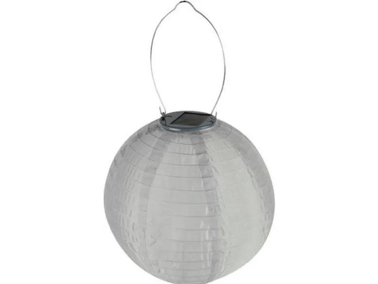Weiße Solarlaterne Gartenlampion mit LED, Ø 25cm, Ein/Ausschalter, Wetterfest