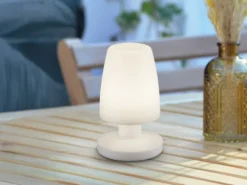 Wiederaufladbare LED Außentischleuchte 2er SET AKKU & USB Anschluß Höhe 20cm
