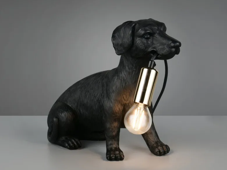 Witzige LED Tischleuchte besondere Hundelampe Schwarz, Höhe 23,5cm