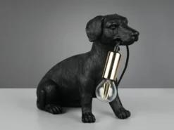 Witzige LED Tischleuchte besondere Hundelampe Schwarz, Höhe 23,5cm