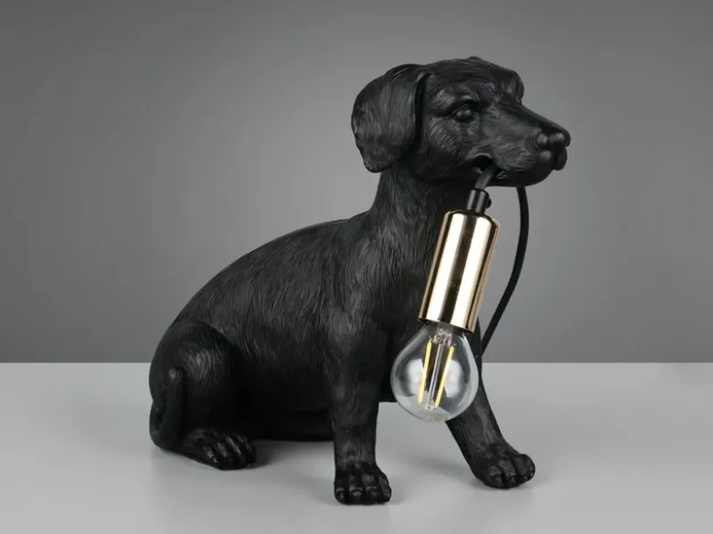 Witzige LED Tischleuchte besondere Hundelampe Schwarz, Höhe 23,5cm