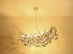 XL LED Kronleuchter Silber 10-flammig mit Glas Kristall 2-farbig, Breite 1100cm
