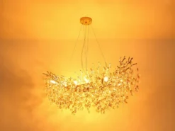 XXL LED Kronleuchter Gold 16-flammig mit Glas Kristall 2-farbig, Breite 150cm