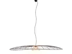 XXL LED Pendelleuchte mit Gitter Lampenschirm Schwarz Gold, Ø 200cm