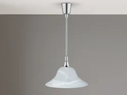 Zugpendelleuchte VIOLA Glas weiß höhenverstellbar Silber, Ø 39cm