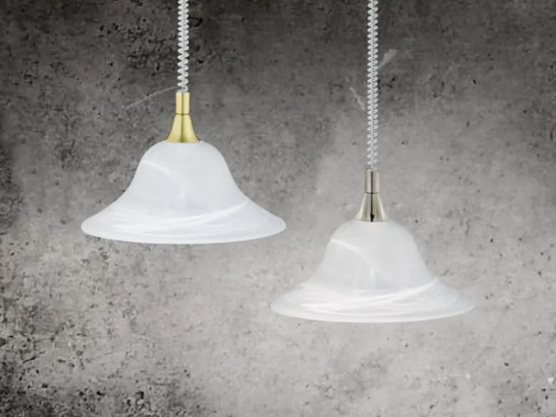 Zugpendelleuchte VIOLA Glas weiß höhenverstellbar Silber, Ø 39cm